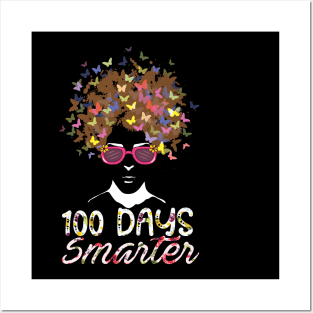 100 Days Smarter Girls Messy Bun Hair 100th Day Of School Posters and Art